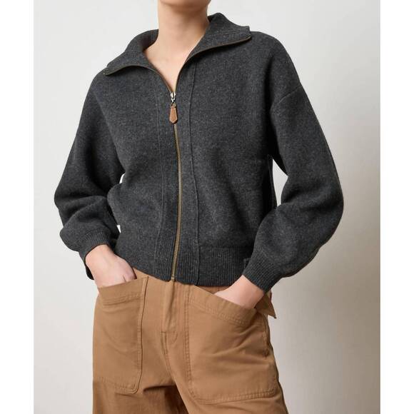 NEW LILLA P zip front polo cardigan in graphite